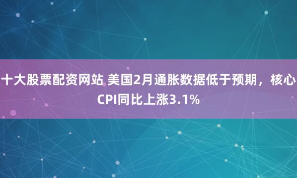 十大股票配资网站 美国2月通胀数据低于预期，核心CPI同比上涨3.1%