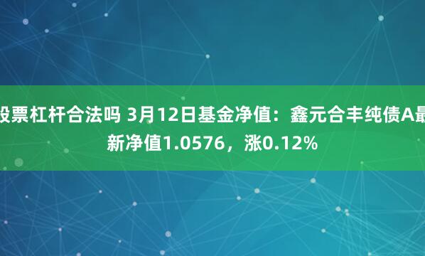 股票杠杆合法吗 3月12日基金净值：鑫元合丰纯债A最新净值1.0576，涨0.12%